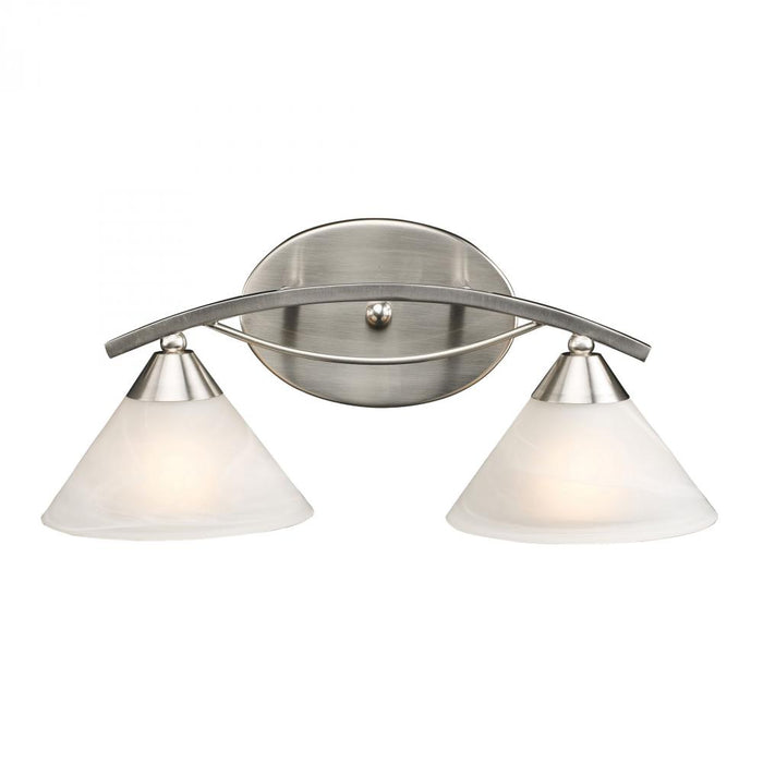 Elysburg 2-Light Vanity Lamp in Satin Nickel with White Swirl Glass