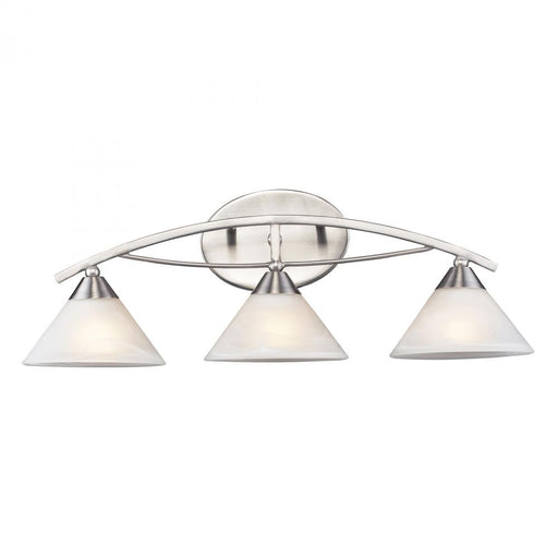 Elysburg 3-Light Vanity Lamp in Satin Nickel with White Swirl Glass