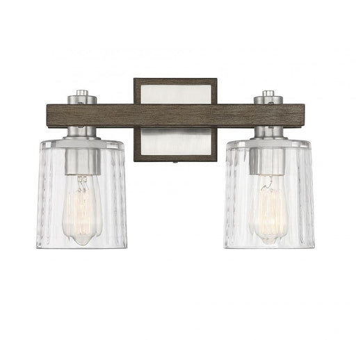 Halifax 2 Light Satin Nickelw/ Gray Wood Bath Bar