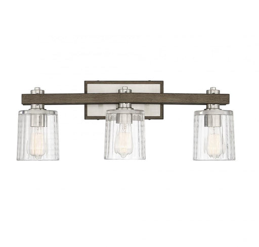 Halifax 3 Light Satin Nickelw/ Gray Wood Bath Bar