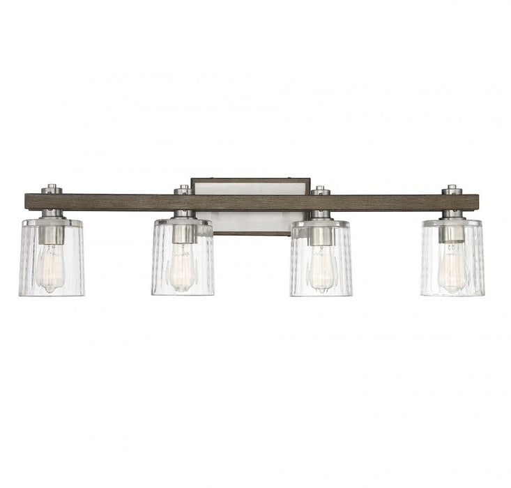 Halifax 4 Light Satin Nickelw/ Gray Wood Bath Bar