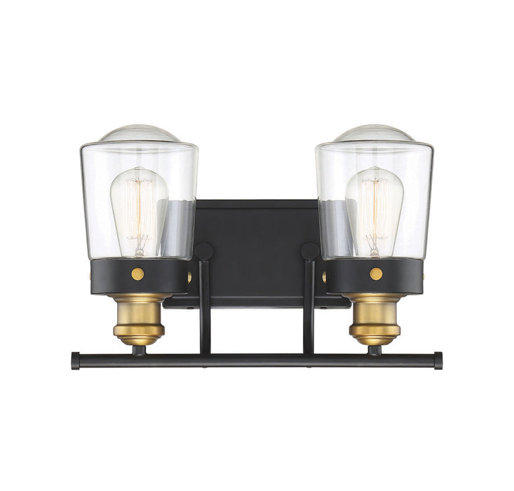 Macauley Vintage Black With Warm Brass 2 Light Bath