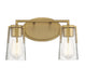 Sacremento 2 Light  Warm Brass Bath Bar