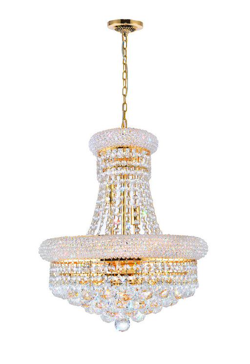 8 Light Down Chandelier with Gold finish