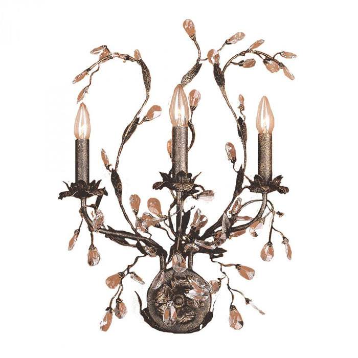 Circeo 3-Light Wall Lamp in Deep Rust with Crystal