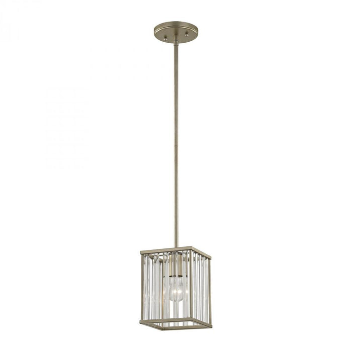 Ridley 1-Light Mini Pendant in Aged Silver with Oval Glass Rods