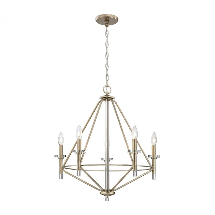 Lacombe 5-Light Chandelier in Aged Silver with Clear Glass Accents