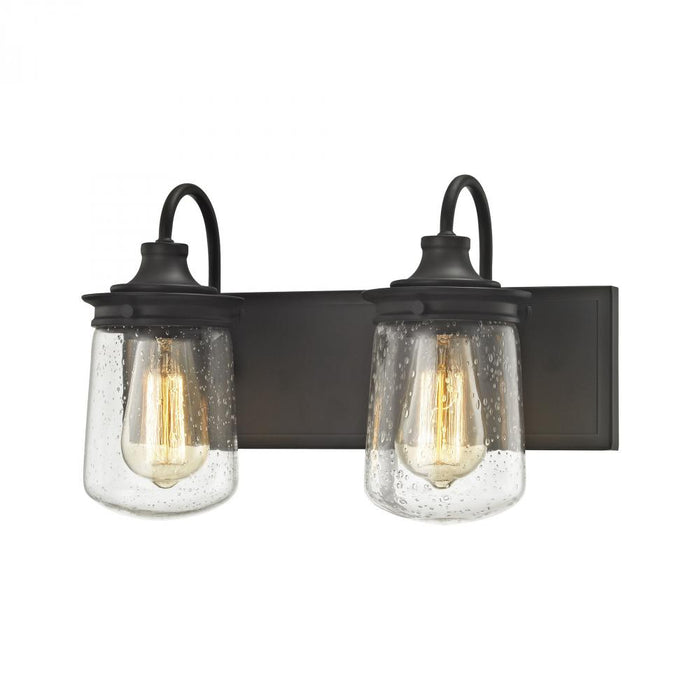 Hamel 2-Light Vanity Lamp in Oil Rubbed Bronze with Clear Seedy Glass