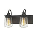 Hamel 2-Light Vanity Lamp in Oil Rubbed Bronze with Clear Seedy Glass