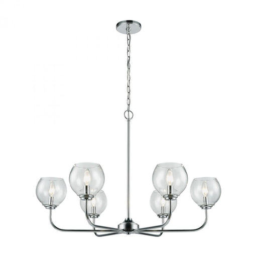 Emory 6-Light Chandelier in Polished Chrome with Clear Blown Glass