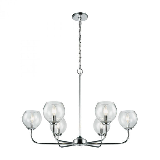 Emory 6-Light Chandelier in Polished Chrome with Clear Blown Glass