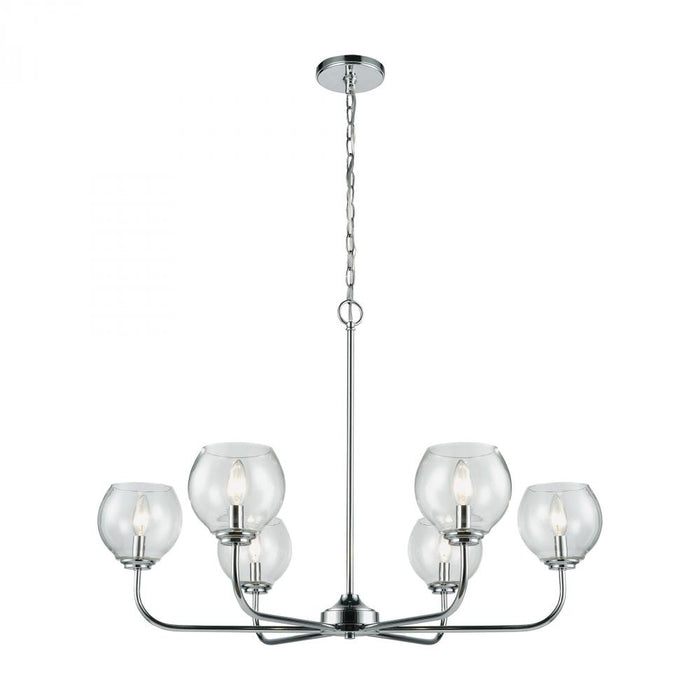 Emory 6-Light Chandelier in Polished Chrome with Clear Blown Glass