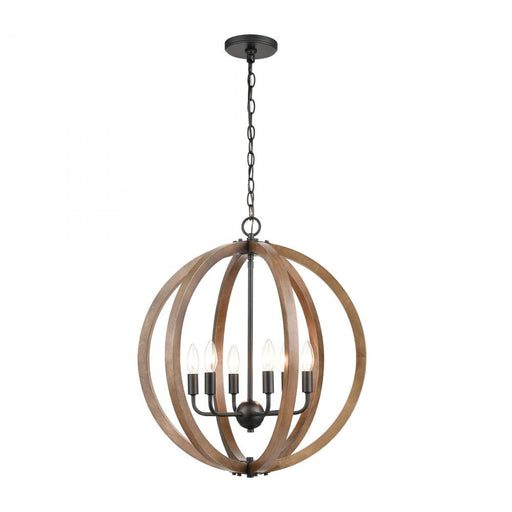 Barrow 6-Light Chandelier in Birchwood and Matte Black