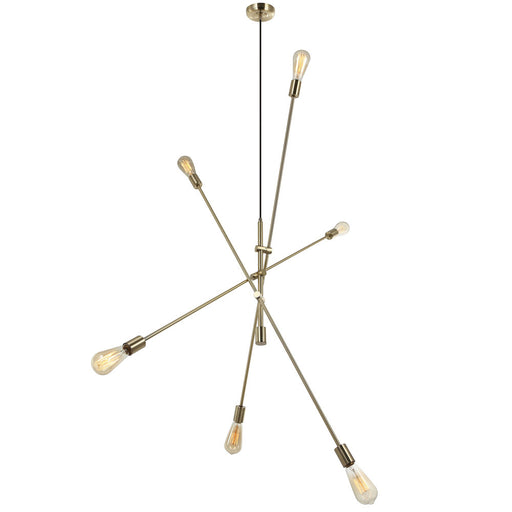 6LT Incandescent Adjustable Pendant, Aged Brass