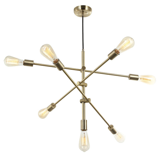 7LT Incandescent Adjustable Pendant, Aged Brass