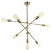 7LT Incandescent Adjustable Pendant, Aged Brass