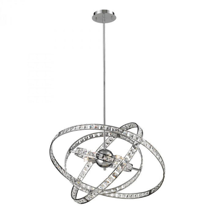 Saturn 6-Light Chandelier in Chrome with Crystal