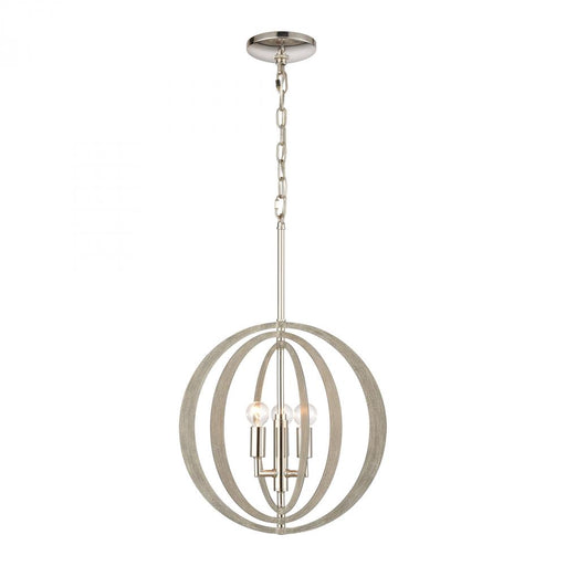 Retro Rings 3-Light chandelier in  Sandy Beechwood / Polished Nickel