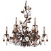 Cristallo Fiore 9-Light Chandelier in Deep Rust with Clear and Amber Florets