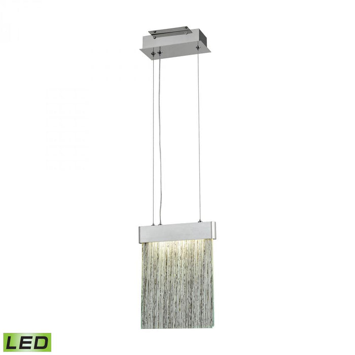 Meadowland 1-Light Mini Pendant in Satin Aluminum and Chrome with Textured Glass - Integrated LED