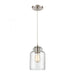 Josie 1-Light Mini Pendant in Satin Nickel with Clear Glass