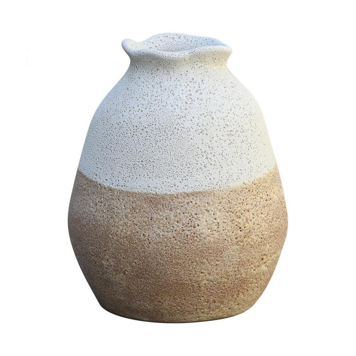 Zucca Vase in Chalk White and Canyon Brown