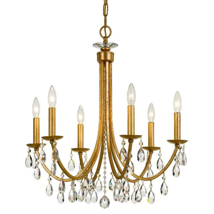 Bridgehampton 6 Light Swarovski Crystal Gold Chandelier