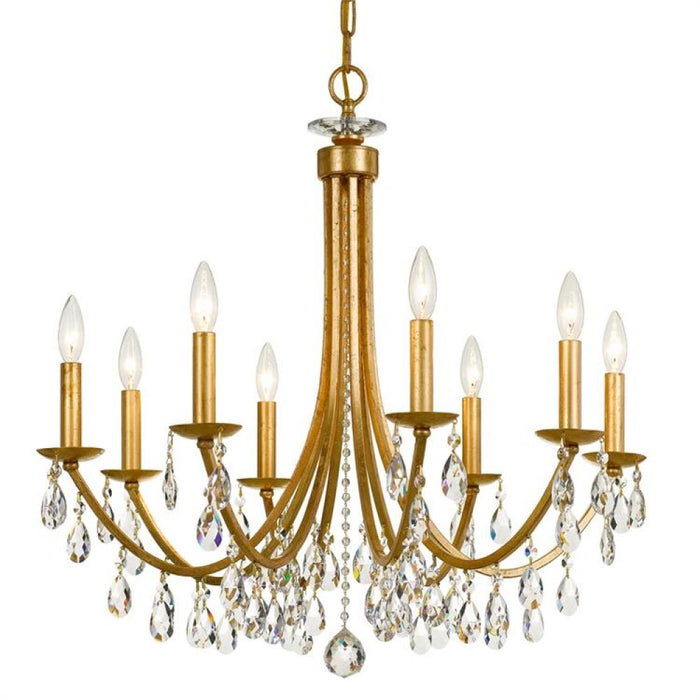 Bridgehampton 8 Light Crystal Antique Gold Chandelier