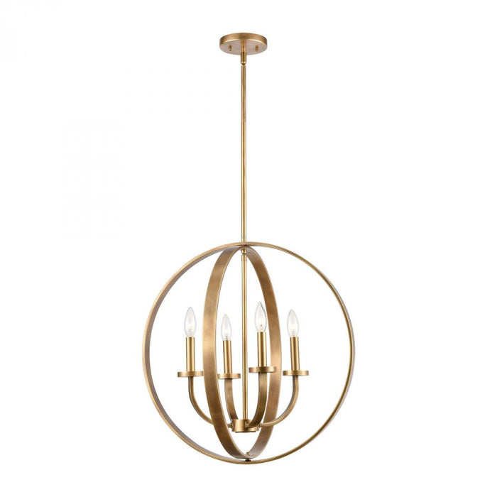 Erindale 4-Light Chandelier in Natural Brass