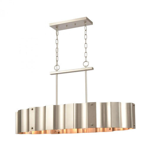 Clausten 4-Light Island Light in Matte Nickel with Satin Nickel Metal Shade