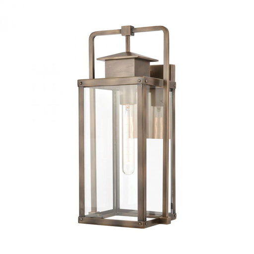 Crested Butte 1-Light Outdoor Sconce in Vintage Brass with Clear Glass Enclosure