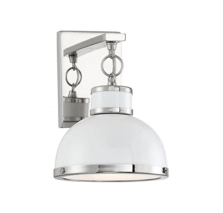 Corning 1 Light  White W/ Polished Nickel Accents Sconce