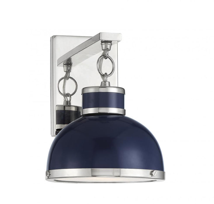 Corning 1 Light Navy W/ Polished Nickel Accents Sconce