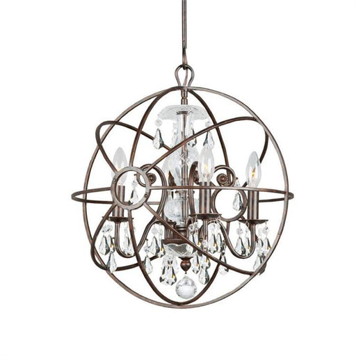 Solaris 4 Light Clear Crystal English Bronze Mini Chandelier