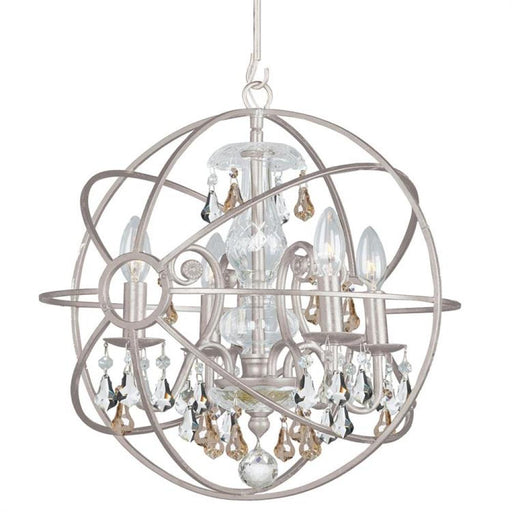 Solaris 4 Light Golden Shadow Crystal Olde Silver Mini Chandelier