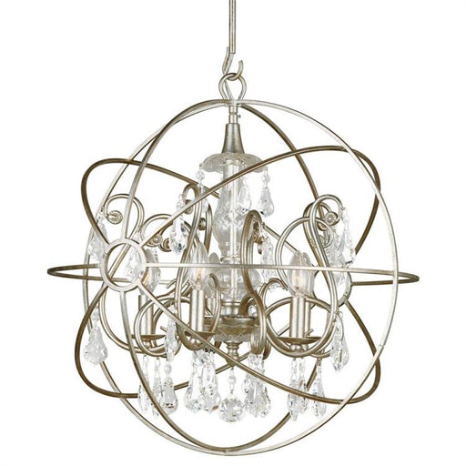 Solaris 5 Light Swarovski Strass Crystal Silver Sphere Chandelier