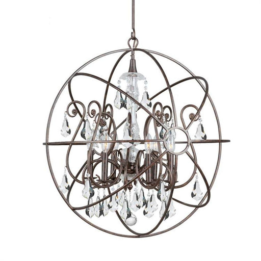 Solaris 6 Light Crystal English Bronze Sphere Chandelier