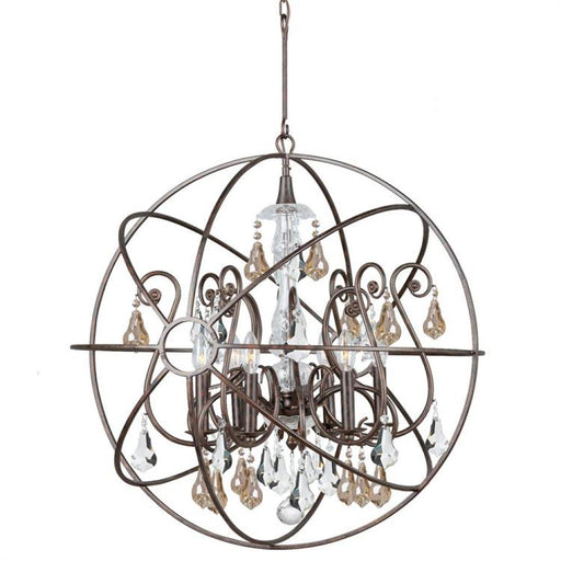 Solaris 6 Light Gold Crystal English Bronze Sphere Chandelier