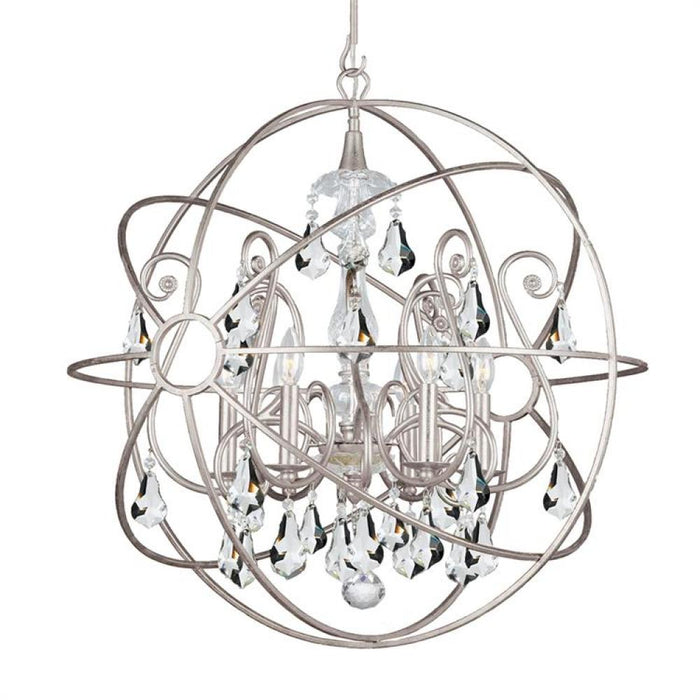 Solaris 6 Light Crystal Olde Silver Sphere Chandelier