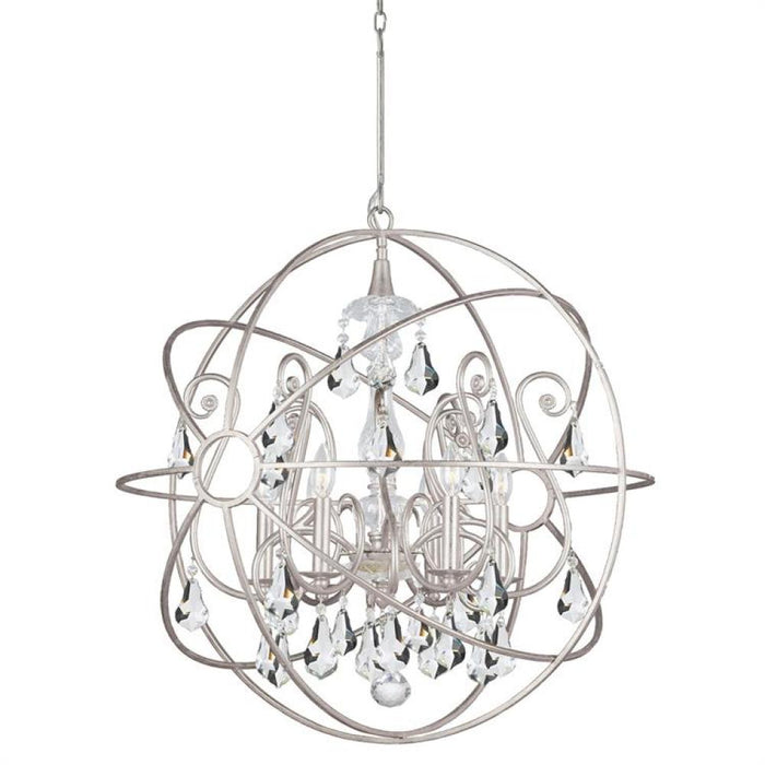 Solaris 6 Light Swarovski Crystal Silver Sphere Chandelier