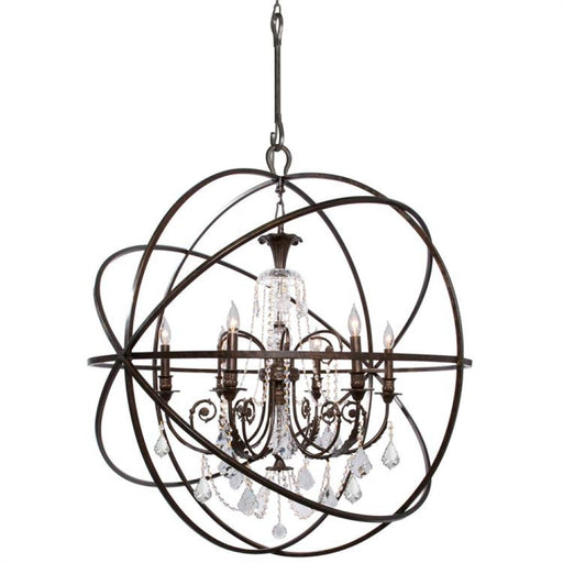 Solaris 6 Light Crystal Bronze Sphere Chandelier