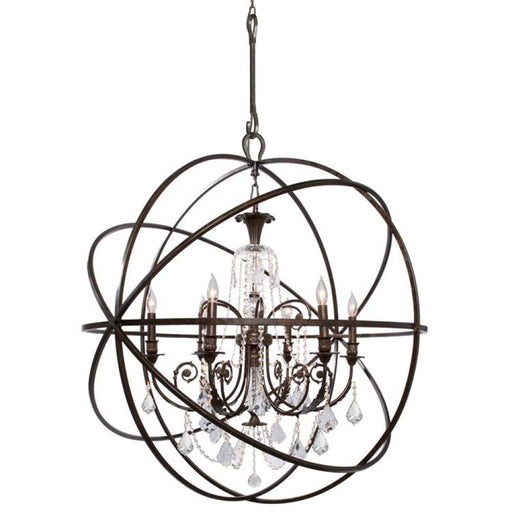 Solaris 6 Light Spectra Crystal Bronze Sphere Chandelier