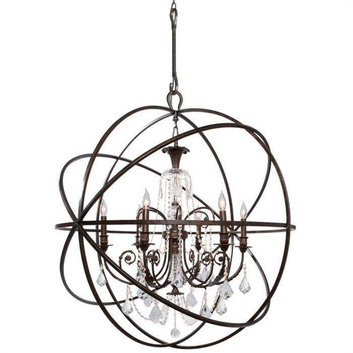 Solaris 6 Light Swarovski Strass Crystal Bronze Sphere Chandelier