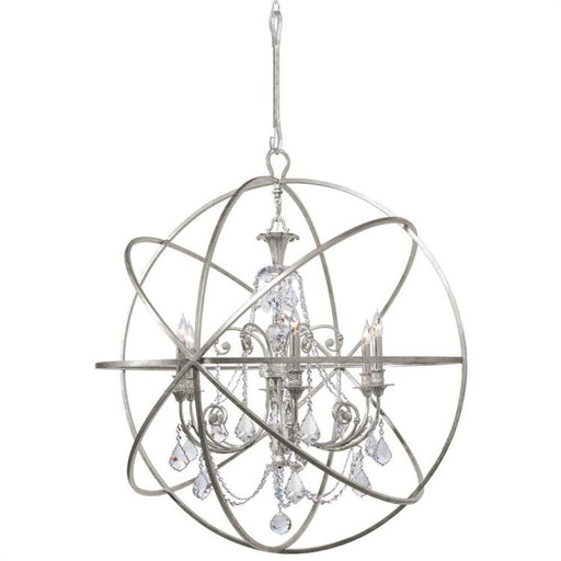 Solaris 6 Light Crystal Silver Sphere Chandelier