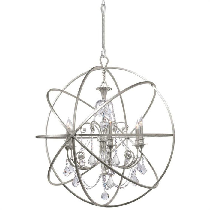 Solaris 6 Light Crystal Silver Sphere Chandelier