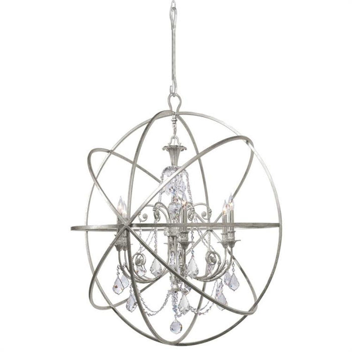 Solaris 6 Light Spectra Crystal Silver Sphere Chandelier