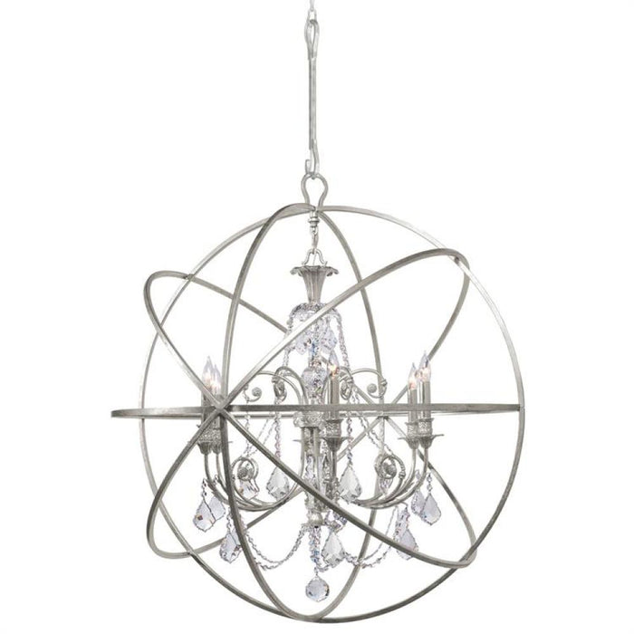 Solaris 6 Light Swarovski Strass Crystal Silver Sphere Chandelier