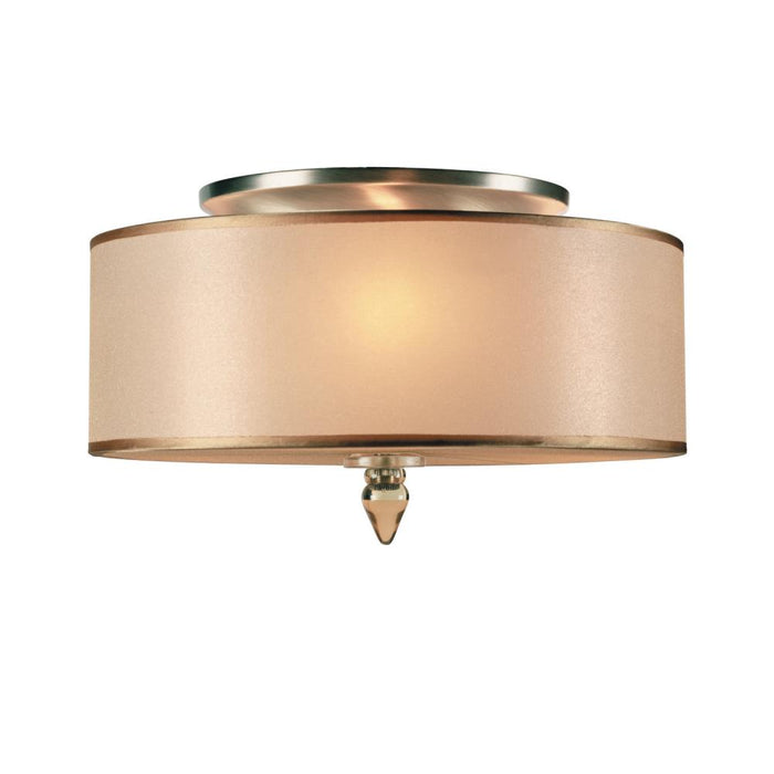 Luxo 3 Light Drum Shade Brass Flush Mount