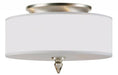 Luxo 3 Light Drum Shade Nickel Flush Mount