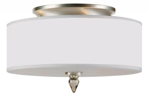 Luxo 3 Light Drum Shade Nickel Flush Mount